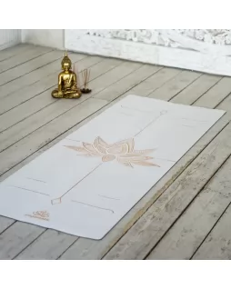 Удлиненный коврик для йоги — Lotos White,  с уроками от Елены Маловой